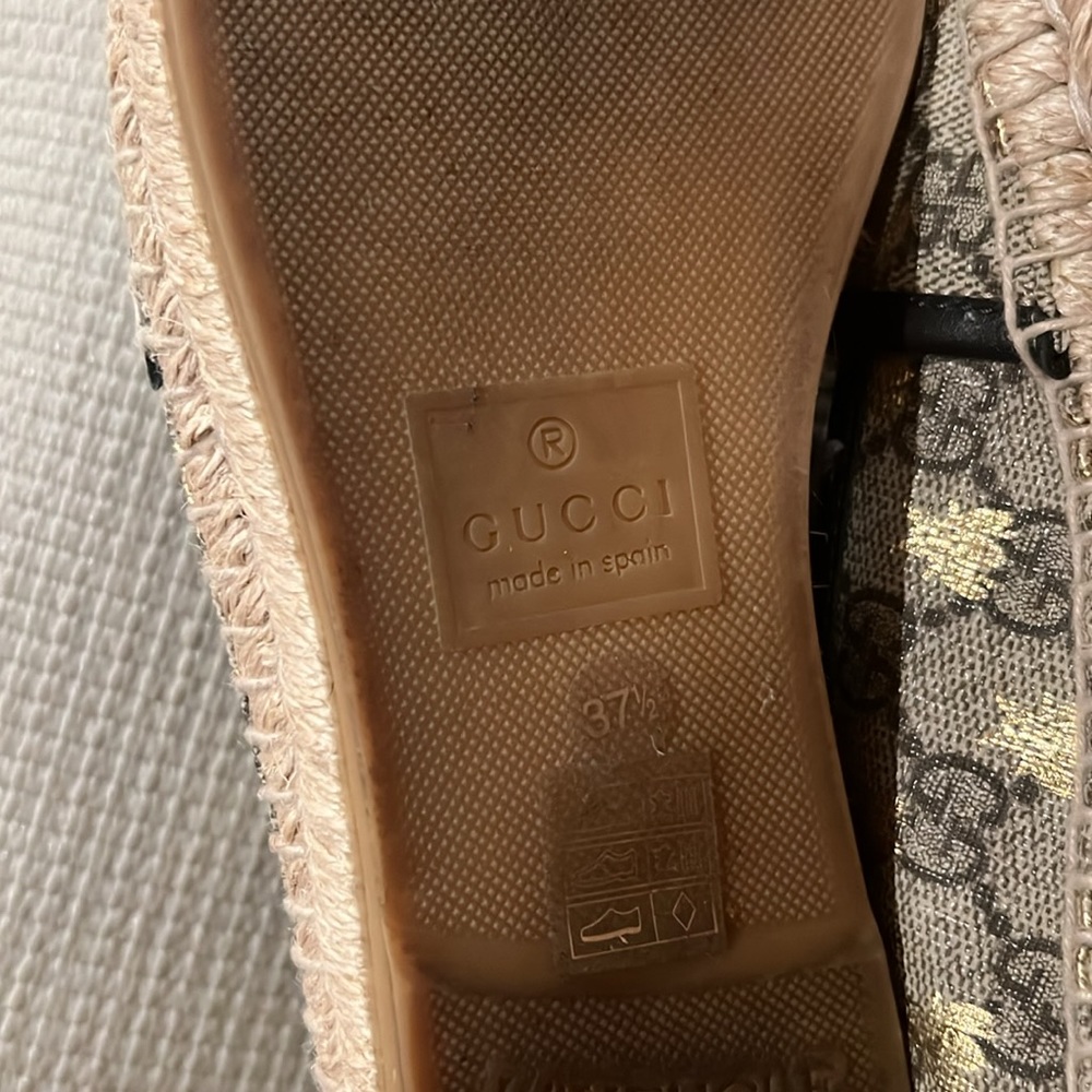 Gucci Logo Espadrille Flat Bees size 37.5 - Picture 10 of 16